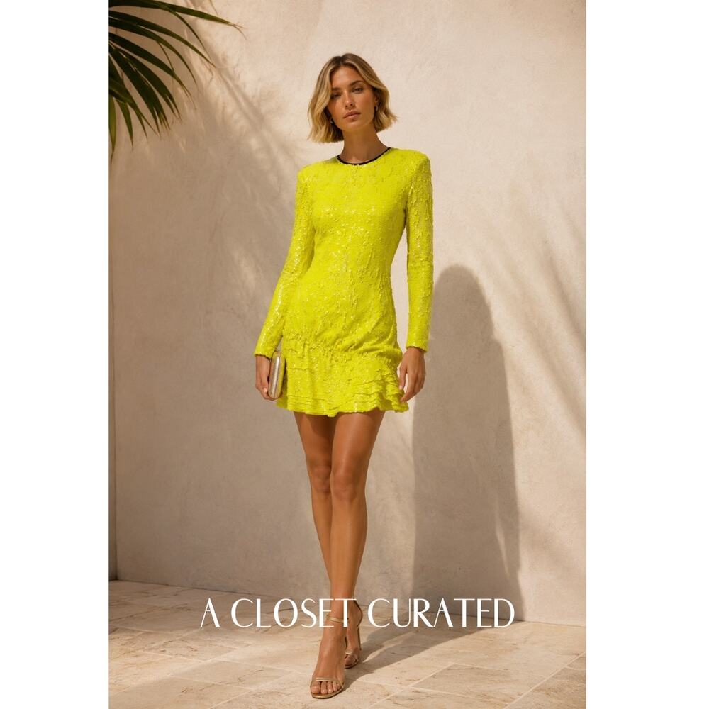 Brogger Diana Sequin Mini Dress Small Yellow NEW